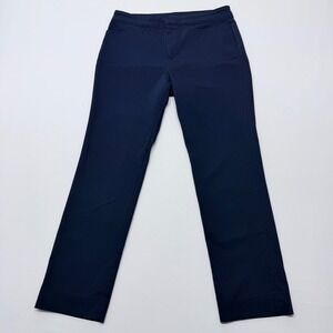 Chaps Petite Navy Blue Straight Leg Stretch Trousers Dress Pants Size 8P